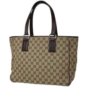 Gucci GG Print Tote Bag, Handbag, Canvas, Brown, 113017, Women's
